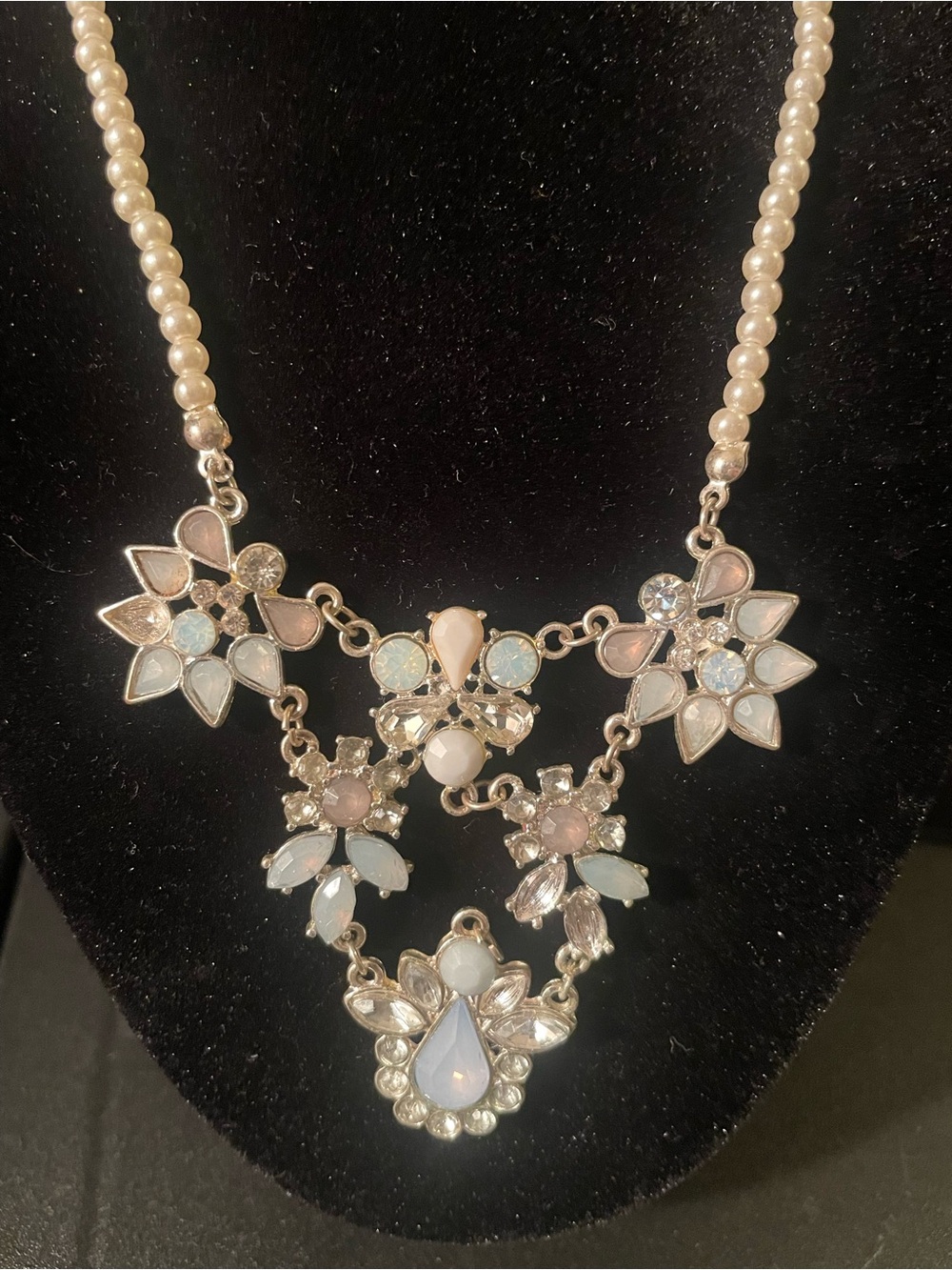 Pearl & Pastel Floral Statement Necklace - Women Jewelry